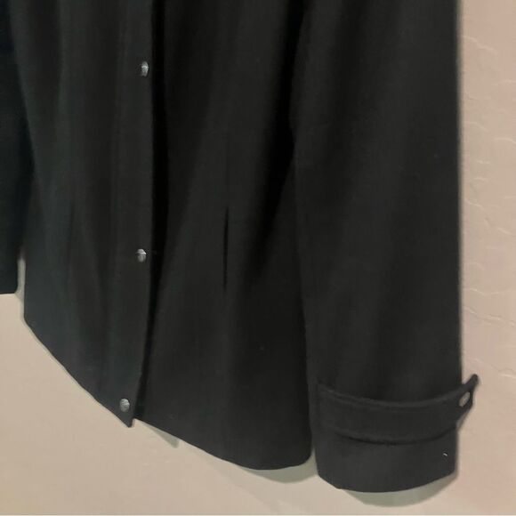 Calvin Klein Black Winter Wool Blend Coat with Removable Hood Women's Size 6 - Picture 3 of 16